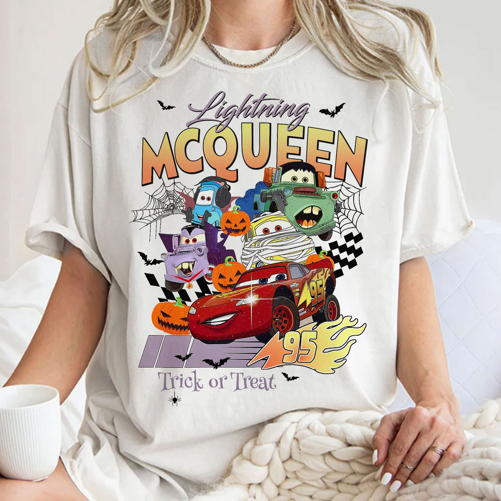 Retro Lightning McQueen Halloween Comfort Colors, Disney Cars Halloween Disneyland Halloween Gift Unisex T Shirt Sweatshirt Hoodie 2.jpg