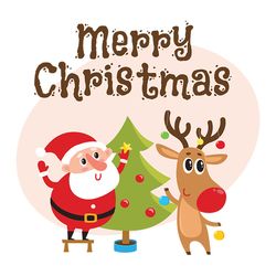 funny santa claus and reindeer christmas svg, christmas svg files, christmas logo svg, instant download