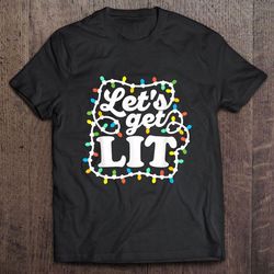 lets get lit menorah christmas tree hanukkah jewish shirt