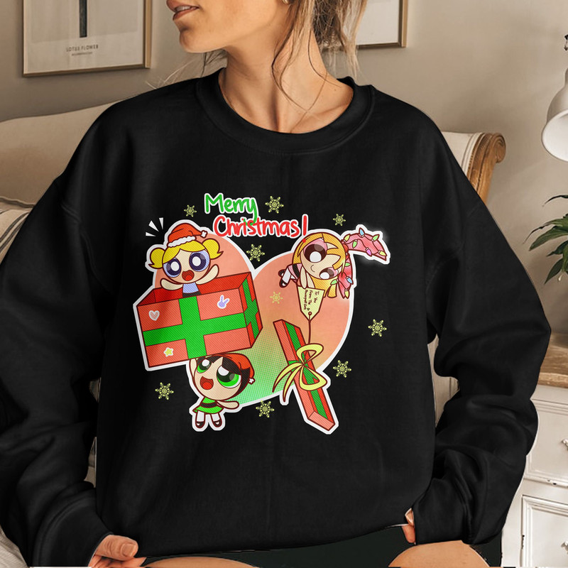 The Powerpuff Girls (Blossom, Bubbles and Buttercup) from 'Twas the Fight Before Christmas, 2003 Gift Unisex T Shirt Sweatshirt Hoodie 3.jpg