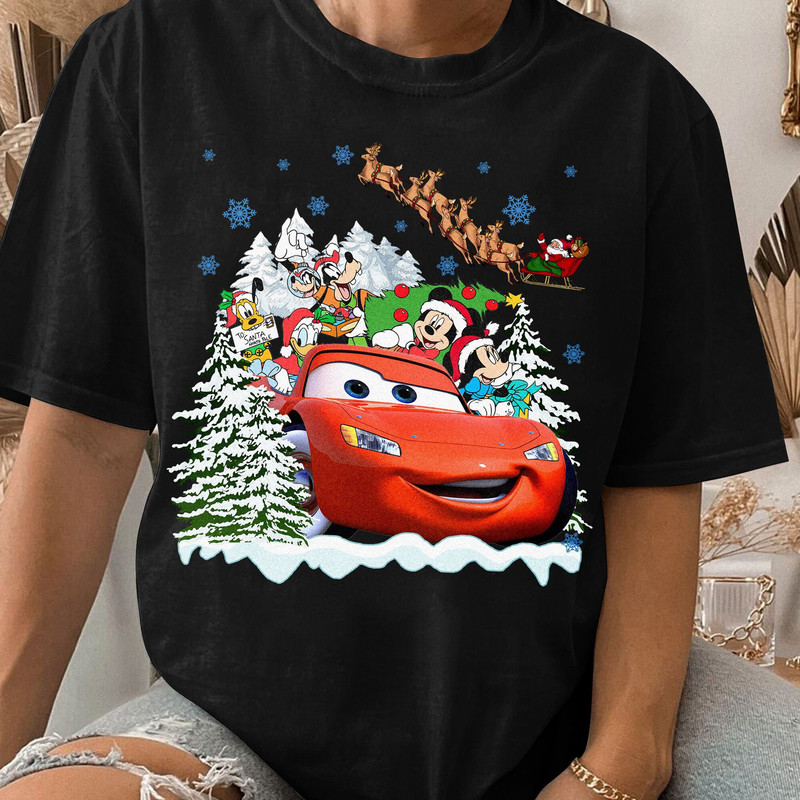 Vintage Mickey & friends Christmas Cars shirt, Lightning McQueen car Christmas Disneyland Unisex T Shirt Sweatshirt Hoodie 2.jpg