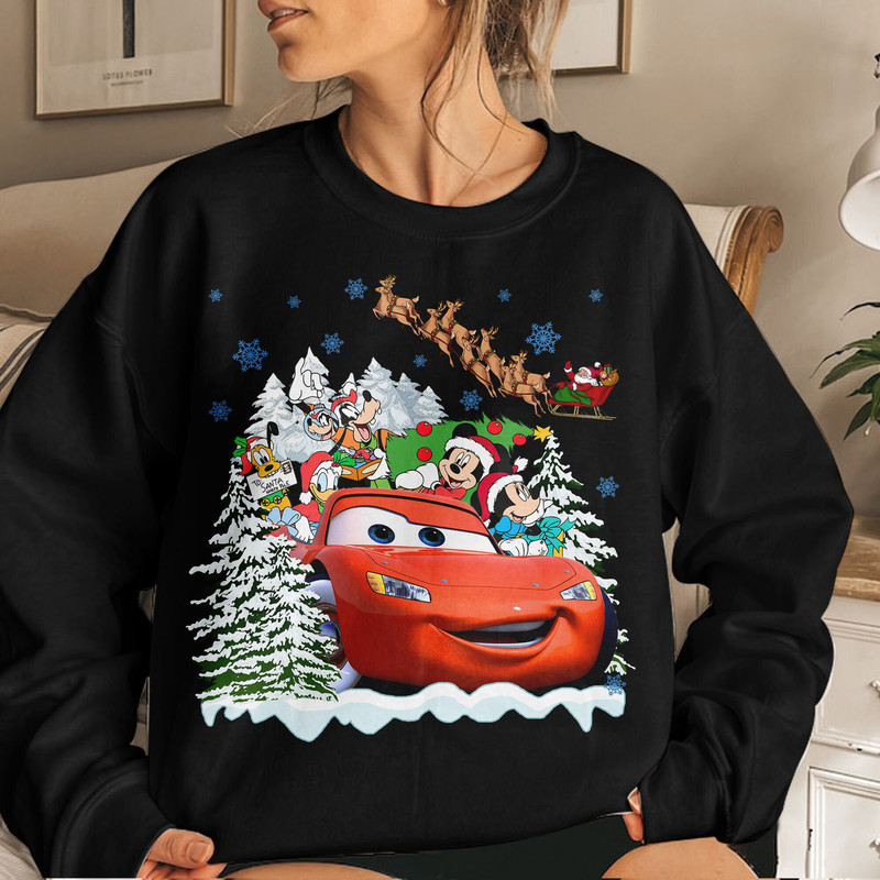 Vintage Mickey & friends Christmas Cars shirt, Lightning McQueen car Christmas Disneyland Unisex T Shirt Sweatshirt Hoodie 4.jpg