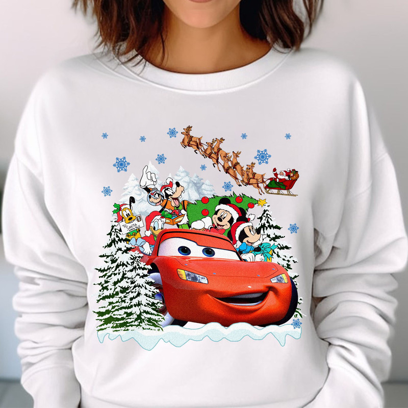 Vintage Mickey & friends Christmas Cars shirt, Lightning McQueen car Christmas Disneyland Unisex T Shirt Sweatshirt Hoodie 5.jpg