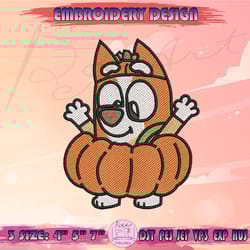 pumpkin bingo embroidery design, bingo pumpkin embroidery, bluey halloween embroidery, machine embroidery designs