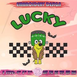 halloween lucky embroidery design, halloween bluey embroidery, bluey halloween embroidery, machine embroidery designs