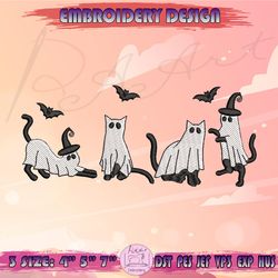 spooky cat embroidery design, cat ghost embroidery, spooky season embroidery, halloween embroidery, machine embroidery designs