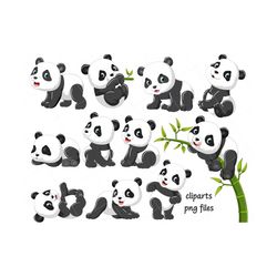 baby panda clipart,  panda png, cute panda clipart, cute panda clip art,  happy panda clipart, scrapbooking, instant download