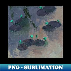Pond with water lilies oil impasto painting with volumetric strokes  Autumn landscape Best for backgrounds covers posters wallpapers fabric textile prints wrapping paper - High-Quality PNG Sublimation Download - Perfect for Personalization