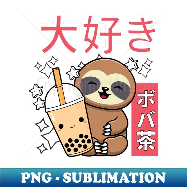 Cute Kawaii Sloth drinking boba tea - Stylish Sublimation Di | Inspire ...