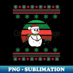 Snowman Santa Hat Faux Ugly Christmas Sweater Funny Holiday Design - Unique Sublimation PNG Download - Spice Up Your Sublimation Projects