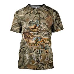 beautiful deer hunting camo shirts and shorts 3d print for men for girls