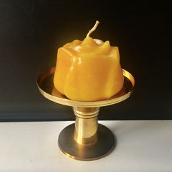 Vintage brass pillar candle holder large pedestal candle decor  holder holiday brass candle | Vintage 2000