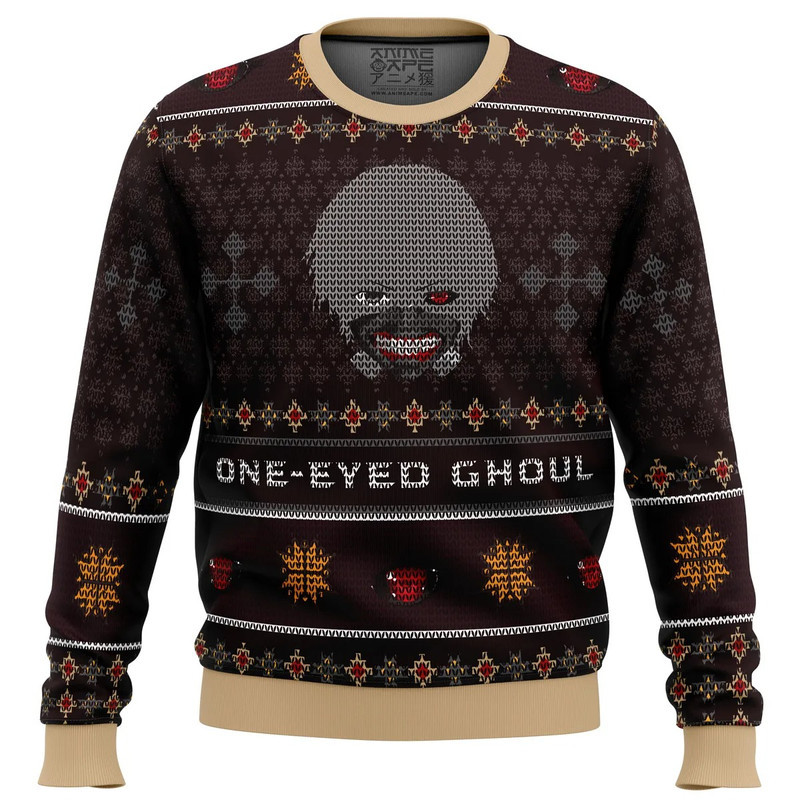 Ken Kaneki One-Eyed Ghoul Tokyo Ghoul All Over Print Ugly Hoodie Zip Hoodie 3D Ugly Christmas Sweater 3D Fleece Hoodie