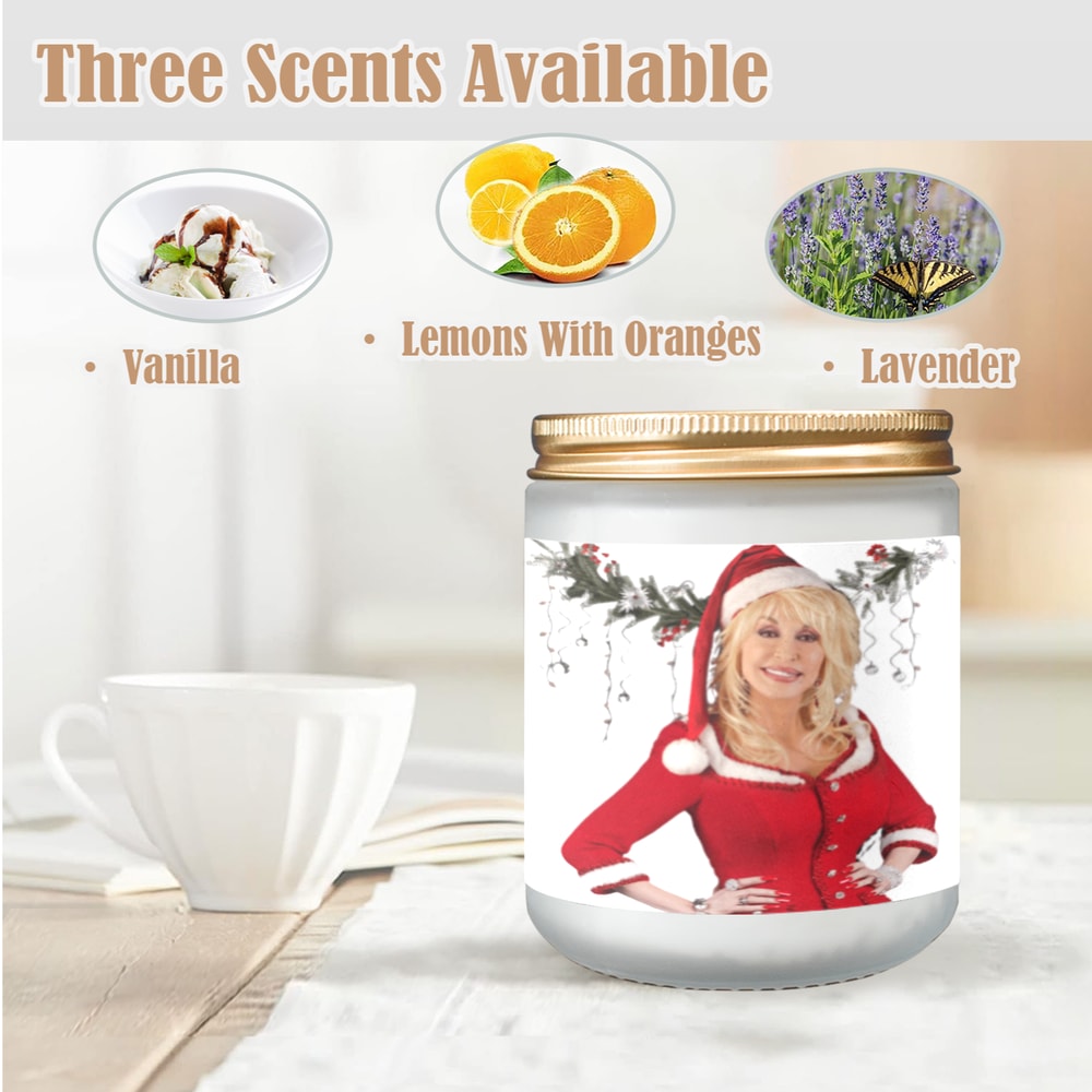 Holly Dolly Candle, Soy Wax, Scented, Frosted Glass Candle Cup - Large Size.png