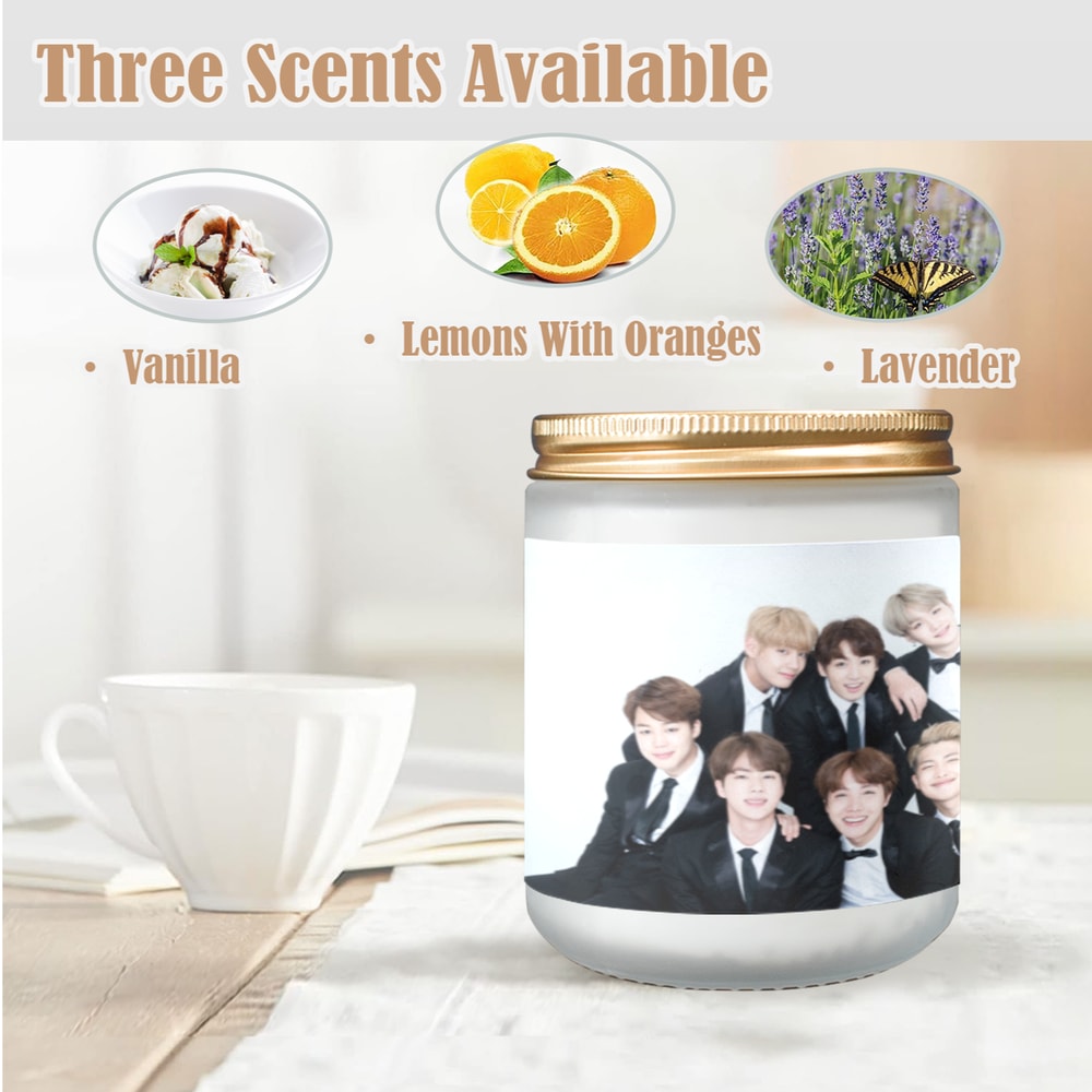 BTS Candle, Soy Wax, Scented, Frosted Glass Candle Cup - Large Size.png