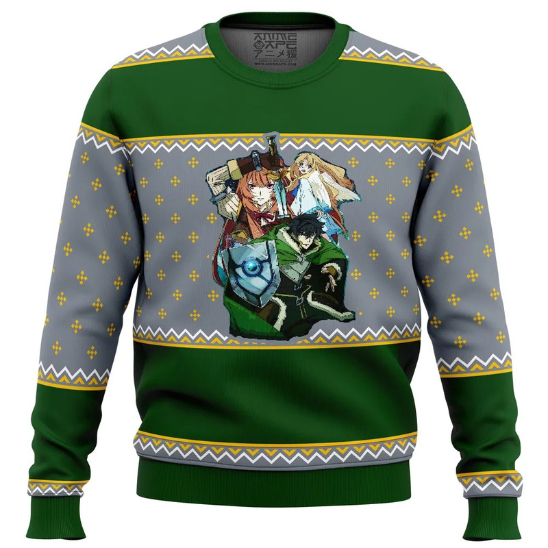 Rising of the Shield Hero Characters All Over Print Ugly Hoodie 3D Zip Hoodie 3D Ugly Christmas Sweater 3D Fleece Hoodie