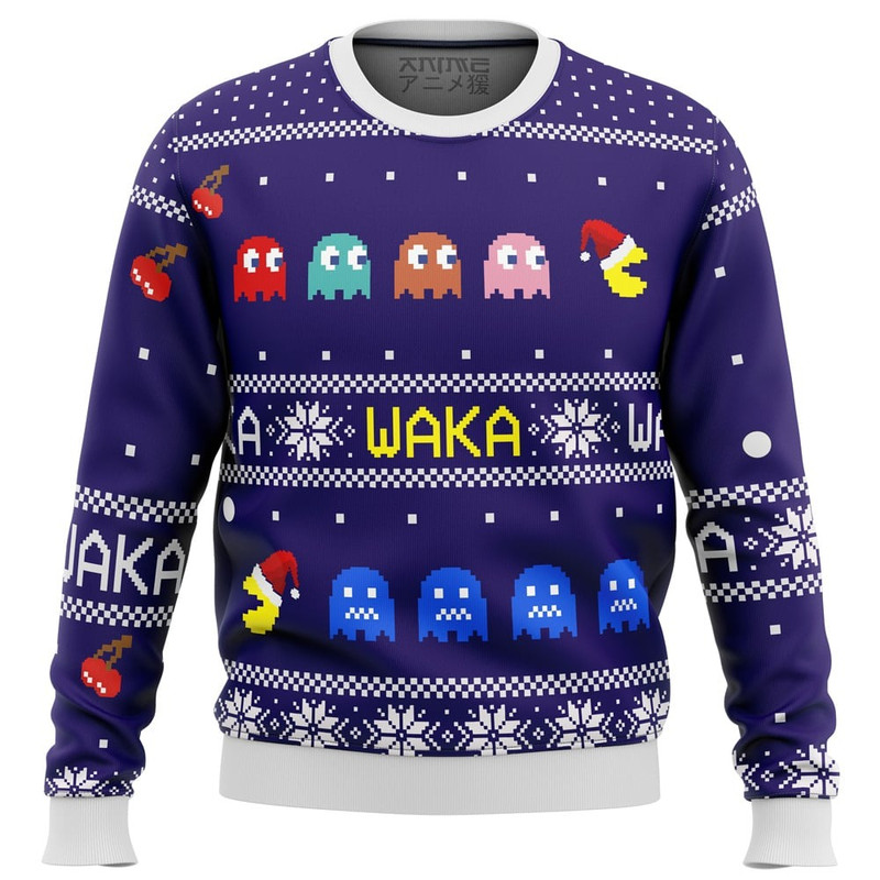 PACMAN waka waka All Over Print Ugly Hoodie 3D Zip Hoodie 3D Ugly Christmas Sweater 3D Fleece Hoodie