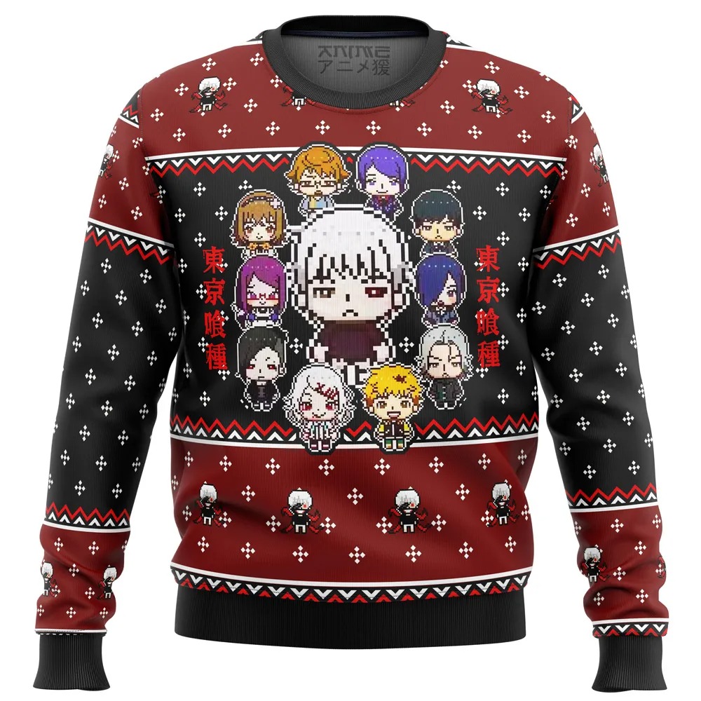 Tokyo Ghoul All Over Print Ugly Hoodie 3D Zip Hoodie 3D Ugly Christmas Sweater 3D Fleece Hoodie