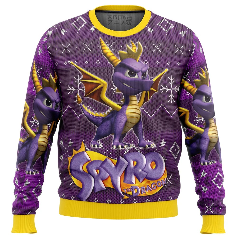 Spyro the Dragon All Over Print Ugly Hoodie 3D Zip Hoodie 3D Ugly Christmas Sweater 3D Fleece Hoodie