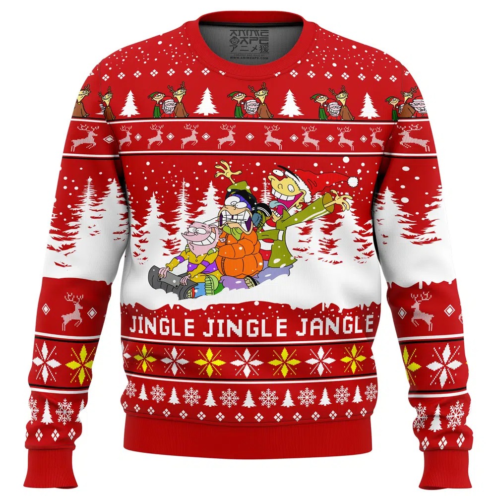 Jingle Jingle Jangle Ed Edd n Eddy All Over Print Ugly Hoodie 3D Zip Hoodie 3D Ugly Christmas Sweater 3D Fleece Hoodie