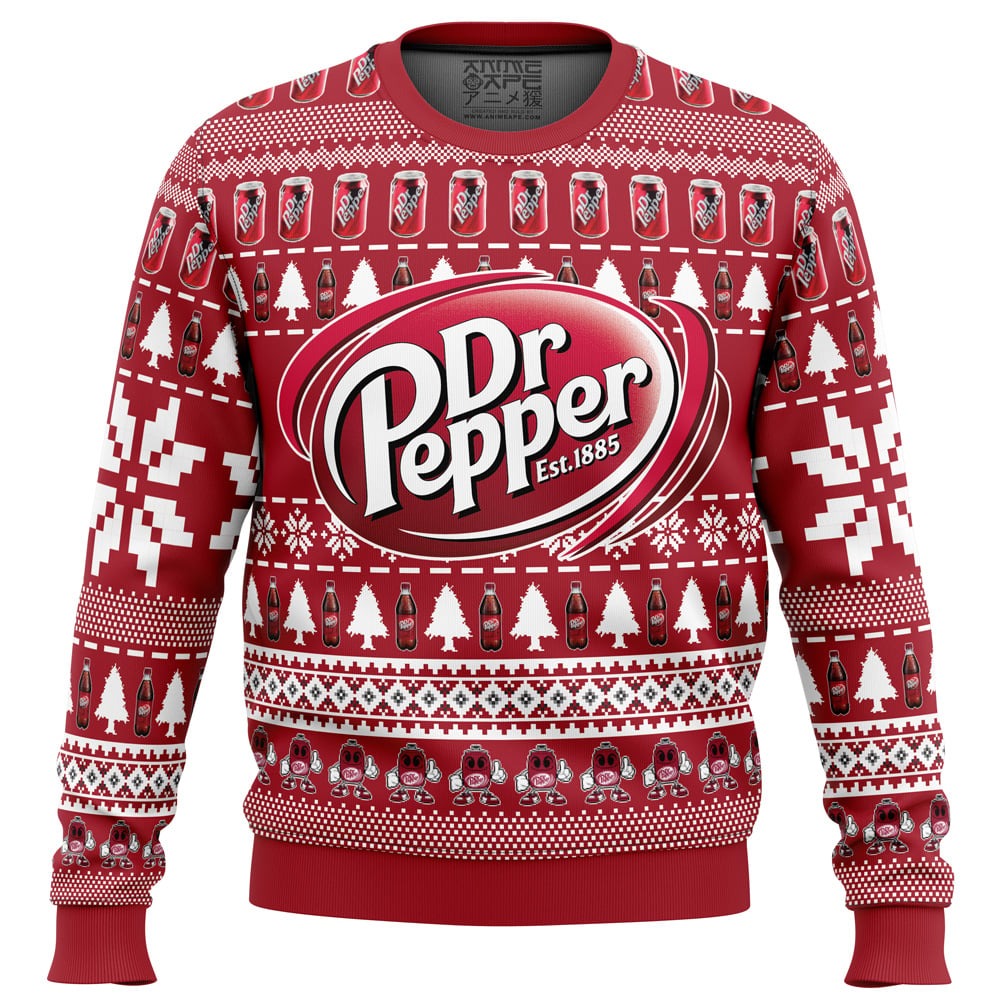 Dr. Pepper All Over Print Ugly Hoodie 3D Zip Hoodie 3D Ugly Christmas Sweater 3D Fleece Hoodie