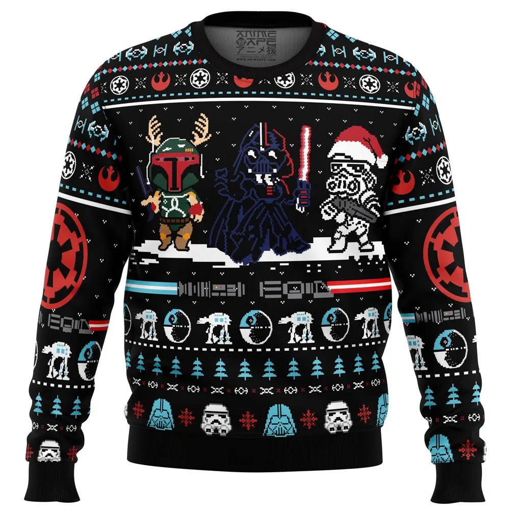 Merry Xmas Star Wars All Over Print Ugly Hoodie 3D Zip Hoodie 3D Ugly Christmas Sweater 3D Fleece Hoodie