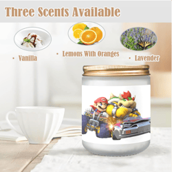 mario kart candle, soy wax, scented, frosted glass candle cup - large size