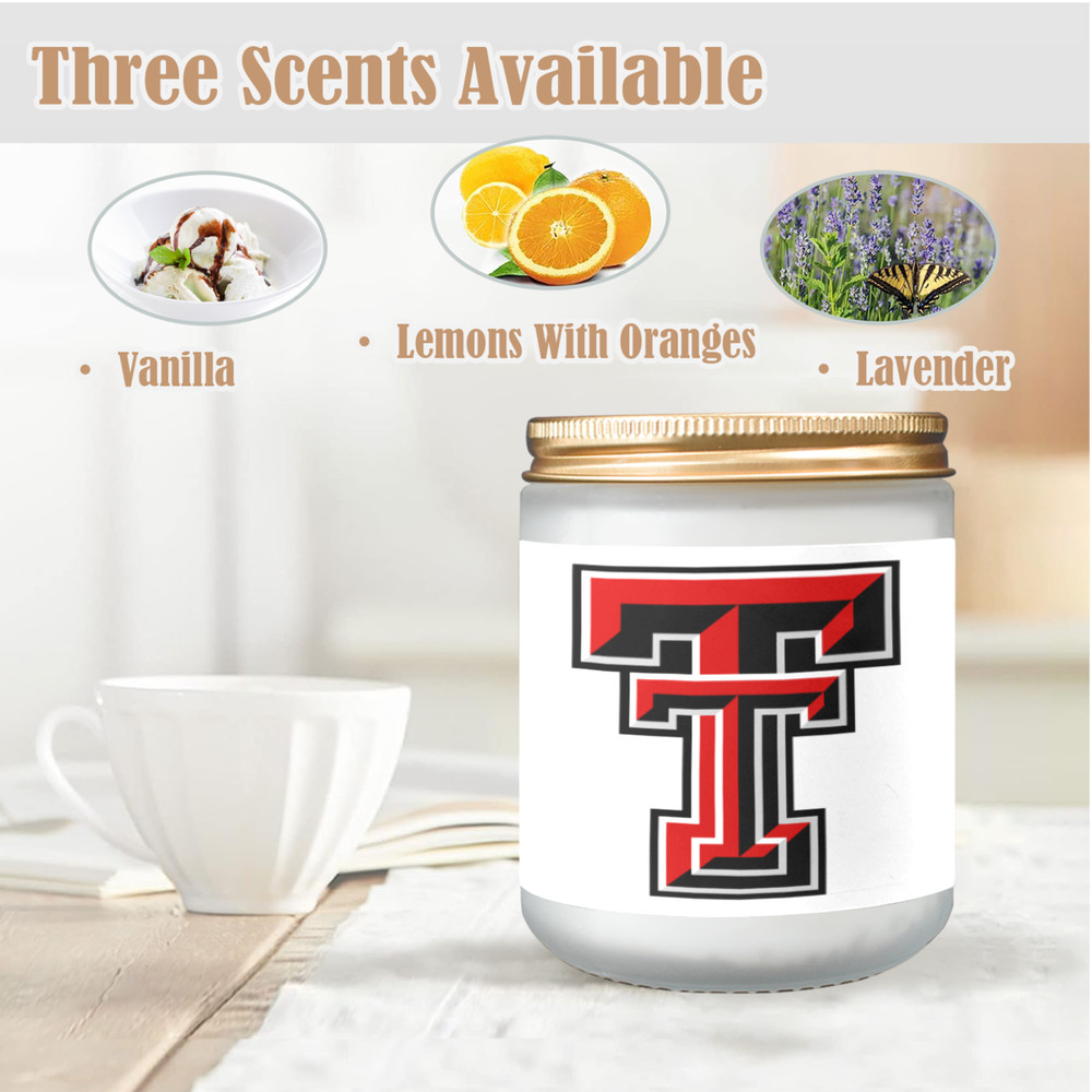 Texas Tech Candle, Soy Wax, Scented, Frosted Glass Candle Cup - Large Size.png