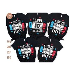 Level 10 Unlocked Birthday Family Svg Bundle, 10th Birthday Boy Gamer Svg, 10th Birthday Gaming Shirt Svg, Family Matching Games Shirts