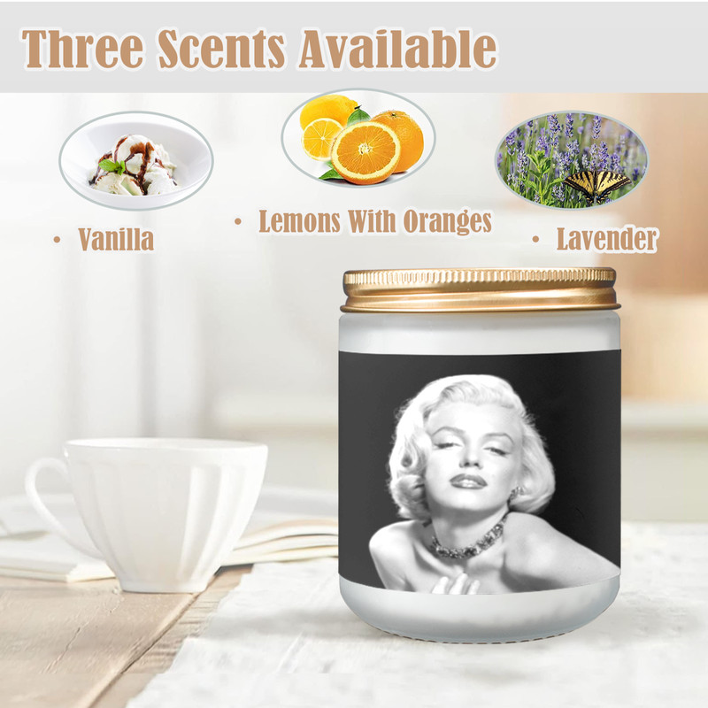Marilyn Monroe Candle, Soy Wax, Scented, Frosted Glass Candle Cup - Large Size.png