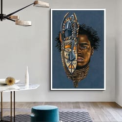 african man canvas wall art, african war man canvas wall art, man with face mask canvas wall decor