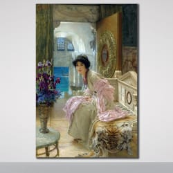 alma-tadema renaissance woman wall decor, beatifull girl canvas art print , living room wall, renaissance canvas paintin