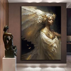 angel canvas wall art, ancient greek goddess print, surreal art, woman canvas, modern wall decor, home gift, print on ca