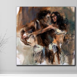 argentina tango art print on canvas, hot tango, black font woman, sexy couple, woman art, dirty dance, modern home, offi
