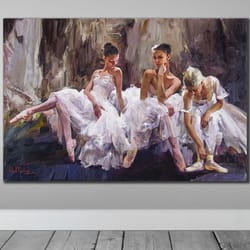 ballerina wall art canvas, sitting mallerinas art, print on canvas , framed art, dancers, ready to hang, modern decorati