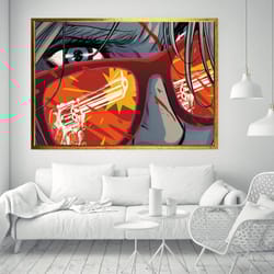 bang bang pop art, cartoon wall art, gunner woman framed canvas, comic style pop art, cartoon pop art canvas, woman art,