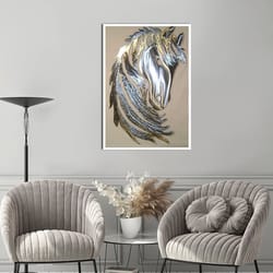 gold abstract white horse pictures on canvas original gold leaf artwork painting modern animal painting for living room