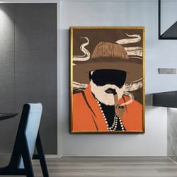 man smoking pipe canvas print art, man with white beard canvas wall art, man with black skin canvas wall decor, man in o