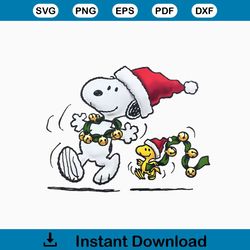 Santa Snoopy Christmas Cartoon Dog PNG Download