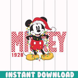 retro checkered mickey christmas lights 1928 svg file