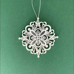 Christmas Tree Ornament - Quilled Snowflake - Christmas Mandala - Snowflake - Quilling Christmas Decor -Paper Ornament -