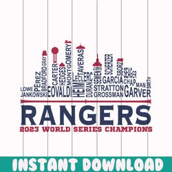 texas rangers world series 2023 baseball team players svg