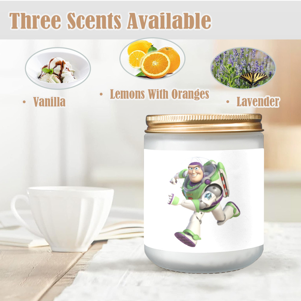 Buzz Lightyear Candle, Soy Wax, Scented, Frosted Glass Candle Cup - Large Size.png