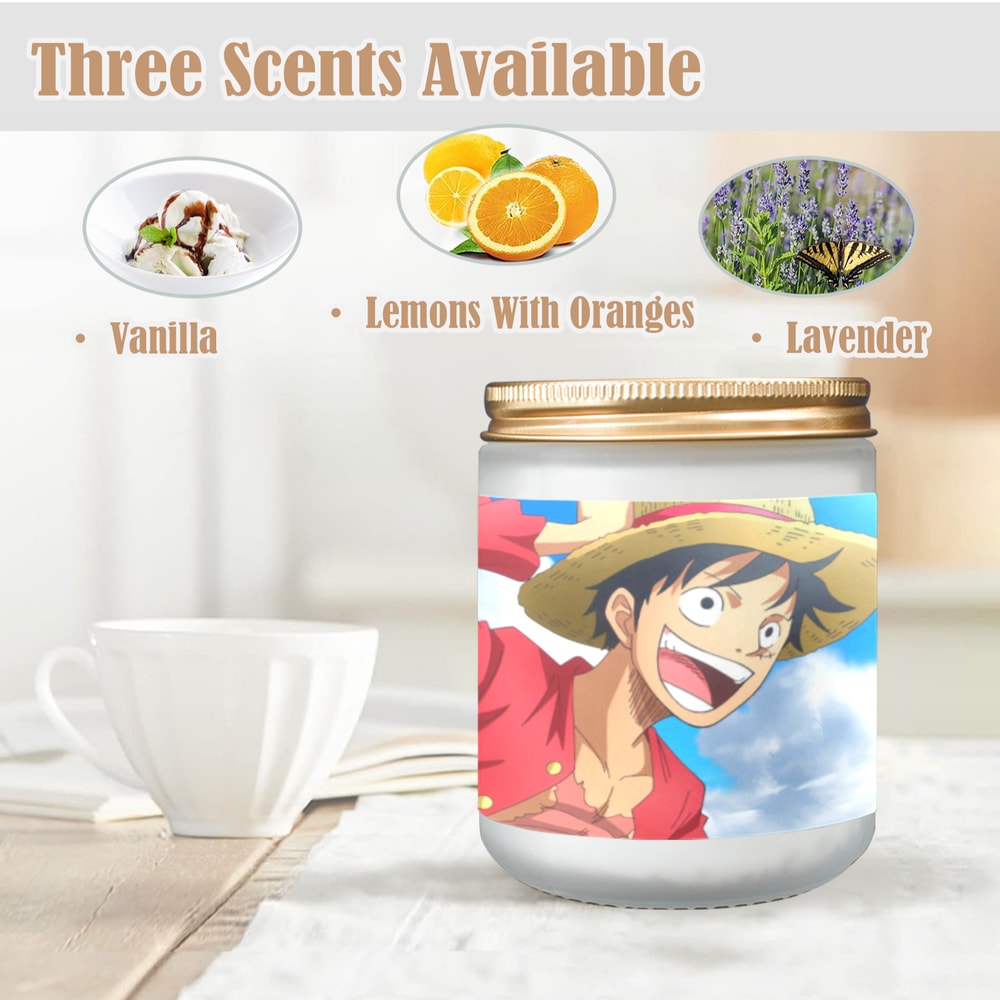 Monkey D Candle, Soy Wax, Scented, Frosted Glass Candle Cup - Large Size.png