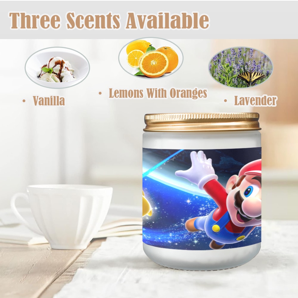 Super Mario Candle, Soy Wax, Scented, Frosted Glass Candle Cup - Large Size.png