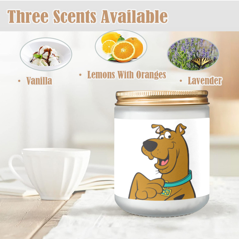Scooby Doo Candle, Soy Wax, Scented, Frosted Glass Candle Cup - Large Size.png