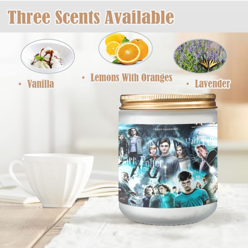 Harry Potter Candle, Soy Wax, Scented, Frosted Glass Candle Cup - Large Size.png