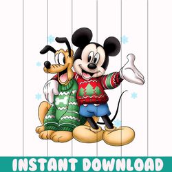 cute mickey and pluto xmas png sublimation download
