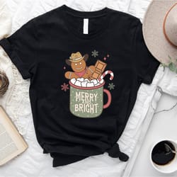 gingerbread cookie shirt, merry and bright t-shirt, christmas baking shirt, christmas coffee shirt, christmas cookie tee