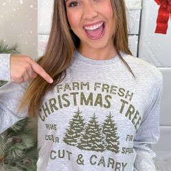 farm fresh christmas trees graphic t-shirt